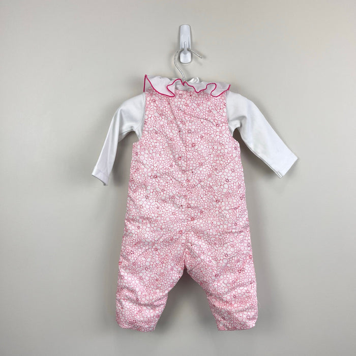 Jacadi Paris Baby Girl Pink Floral Jumpsuit & Large Ruffle Bodysuit Set 6 Months