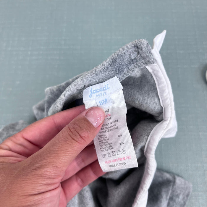 Jacadi Paris Gray Velour Footie 6 Months