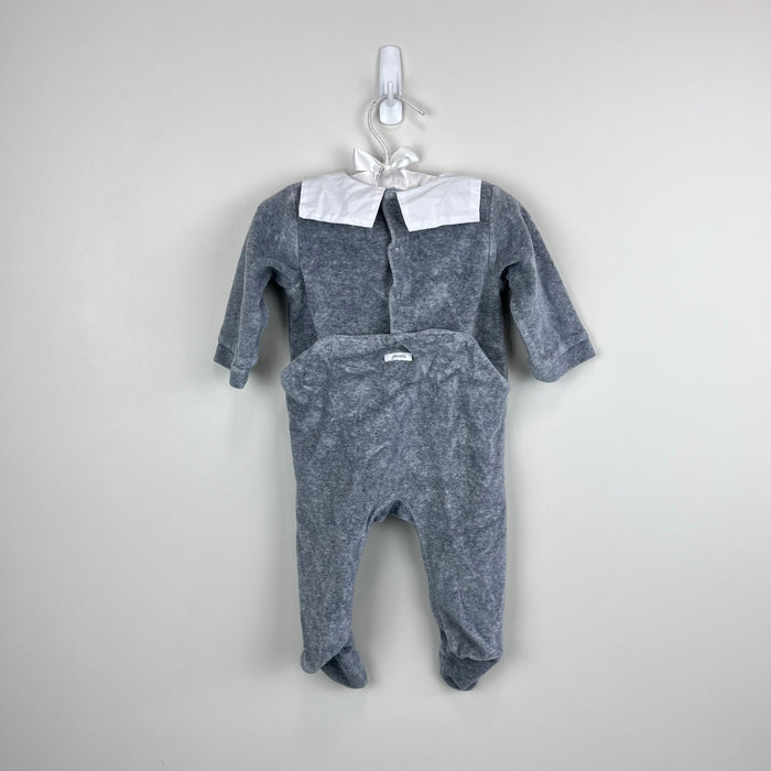 Jacadi Paris Gray Velour Footie 6 Months