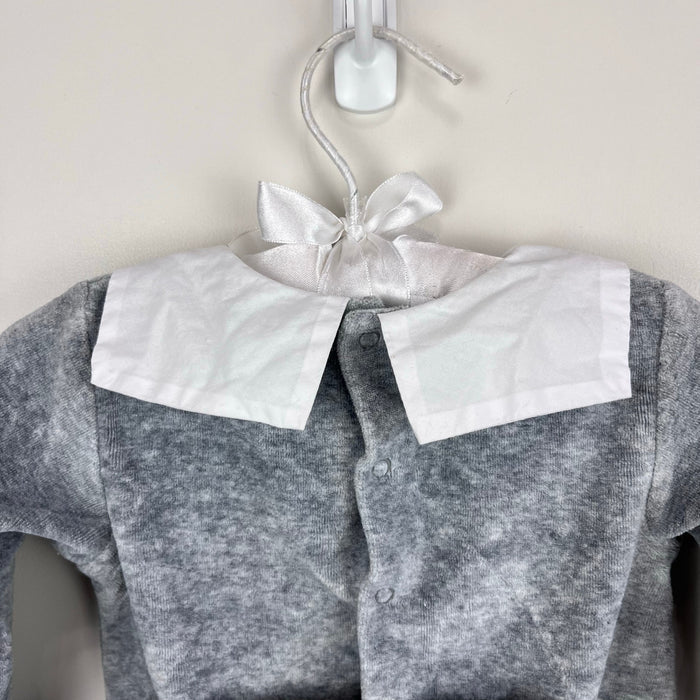 Jacadi Paris Gray Velour Footie 6 Months