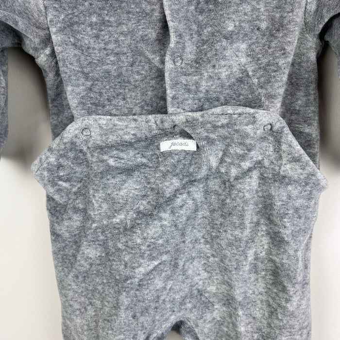 Jacadi Paris Gray Velour Footie 6 Months