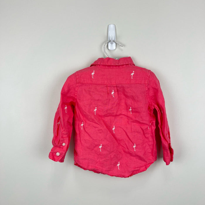 Janie and Jack Embroidered Flamingo Button Up Shirt 12-18 Months