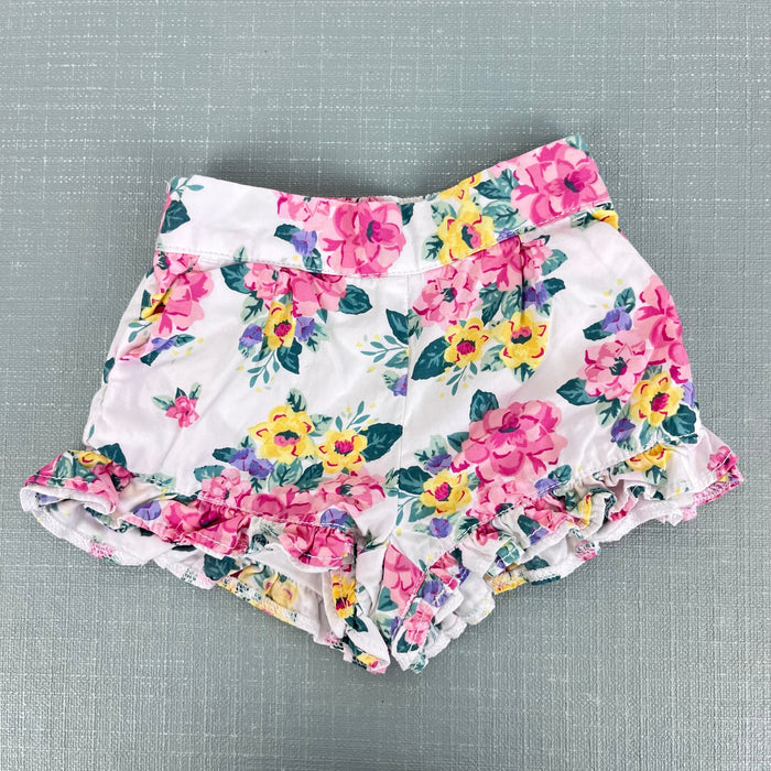 Janie and Jack Floral Ruffle Hem Shorts 6-12 Months
