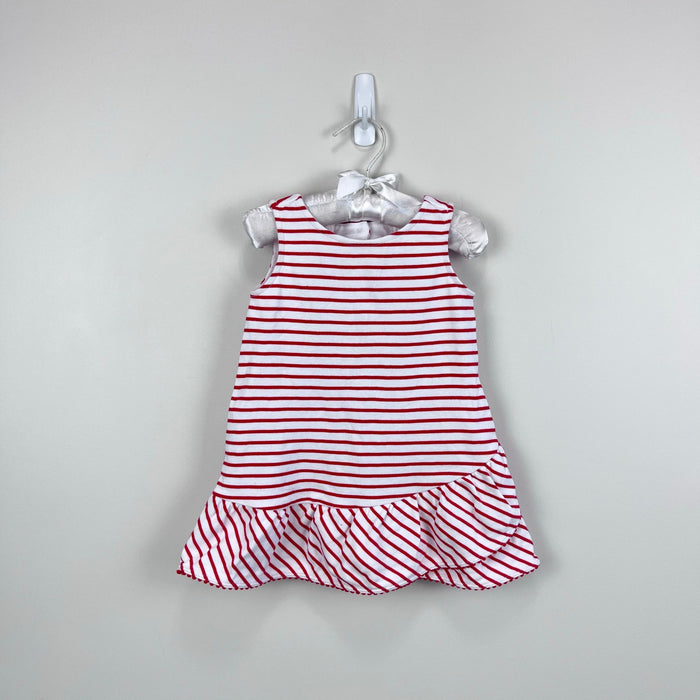 Janie and Jack Red and White Striped Ruffle Dress 18-24 Months