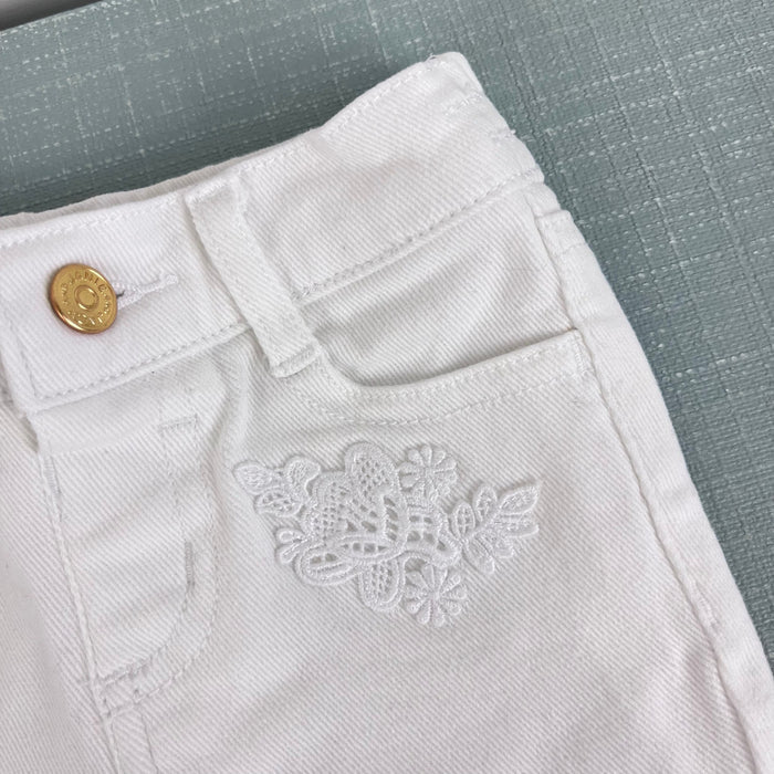 Janie and Jack White Flower Embroidered Jeans 3-6 Months