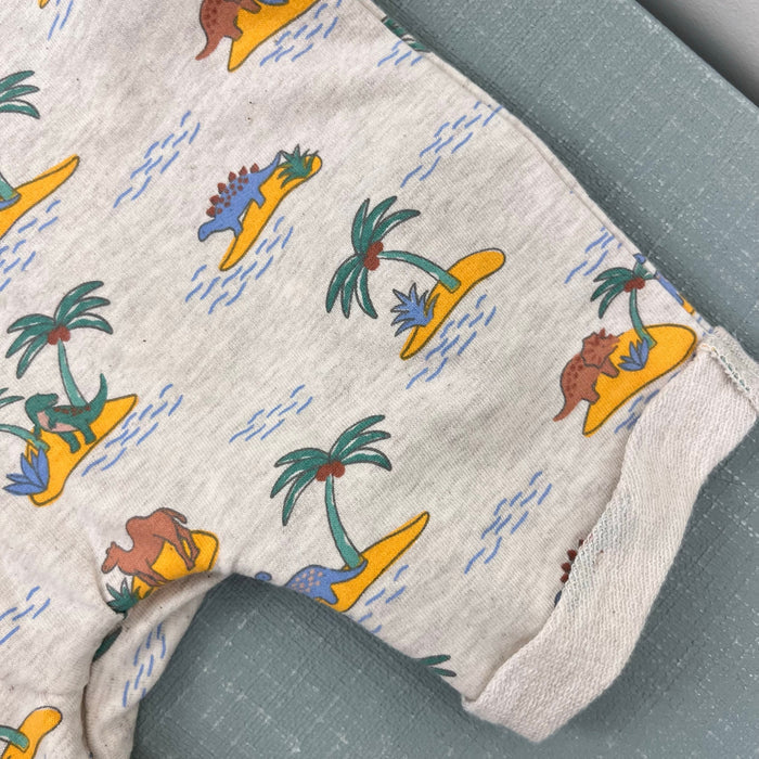 JoJo Maman 3 Piece Dino Dungarees & T-Shirt Set with Hat Natural 12-18 Months NWT