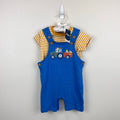 JoJo Maman Bebe Blue Easter Tractor Dungaree and T-Shirt Set 6-12 Months NWT