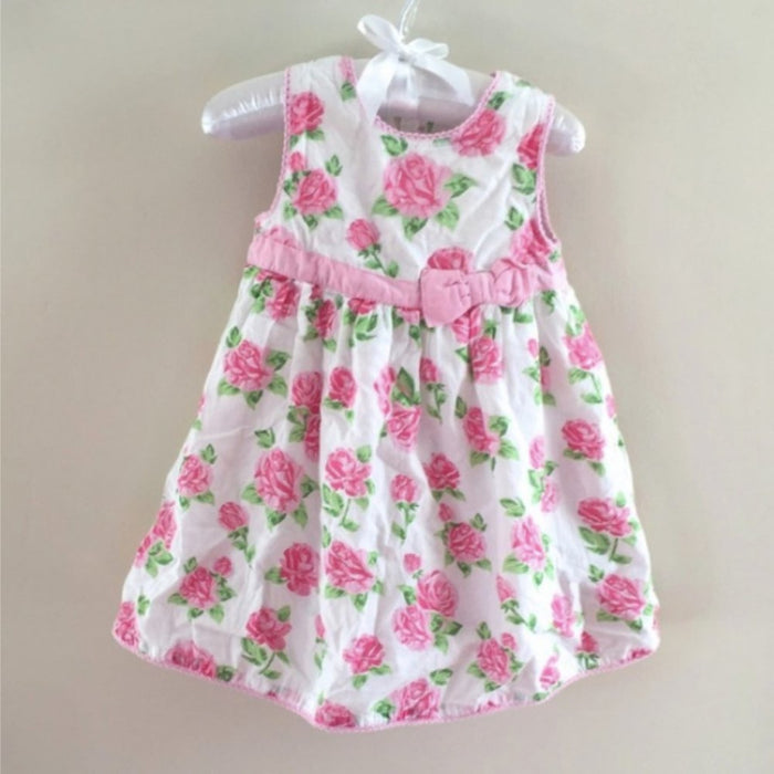 JoJo Maman Bébé Pink & White Floral Party Dress 6-12 Months