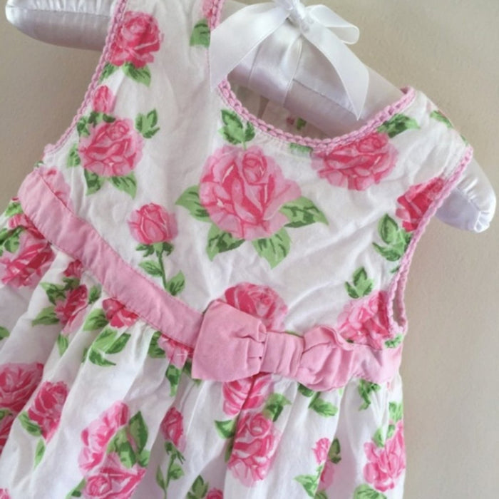 JoJo Maman Bébé Pink & White Floral Party Dress 6-12 Months