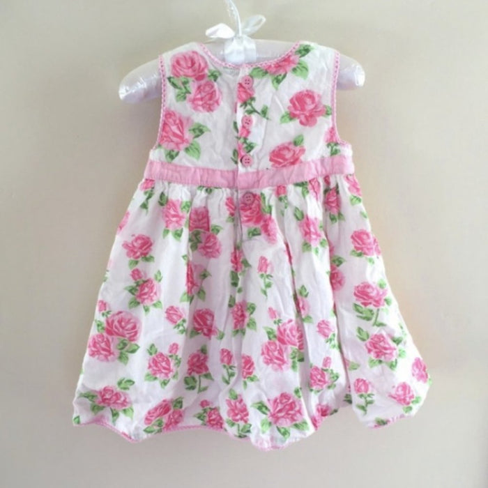 JoJo Maman Bébé Pink & White Floral Party Dress 6-12 Months