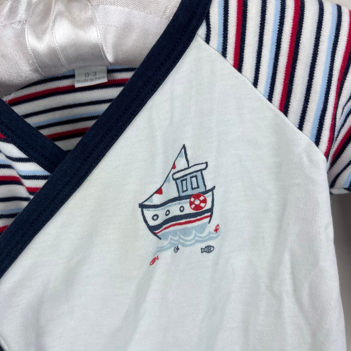 Kissy Kissy Striped Tugboat Footie Coverall 0-3 Months