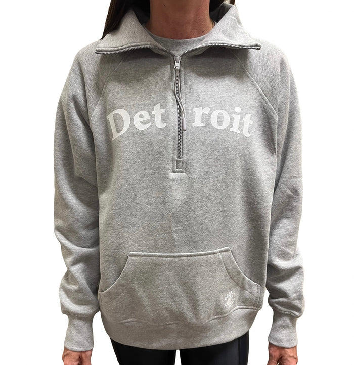 Ladies Detroit Grey Half Zip Fleece - XS-SMALL