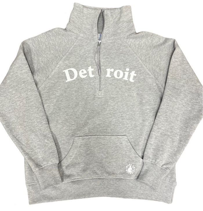 Ladies Detroit Grey Half Zip Fleece - XS-SMALL
