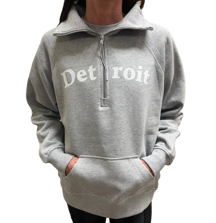 Ladies Detroit Grey Half Zip Fleece - XS-SMALL