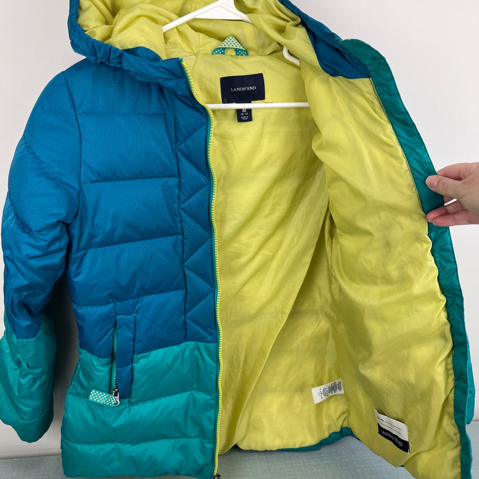 Lands' End Kids Color Block Down Winter Jacket M 10-12