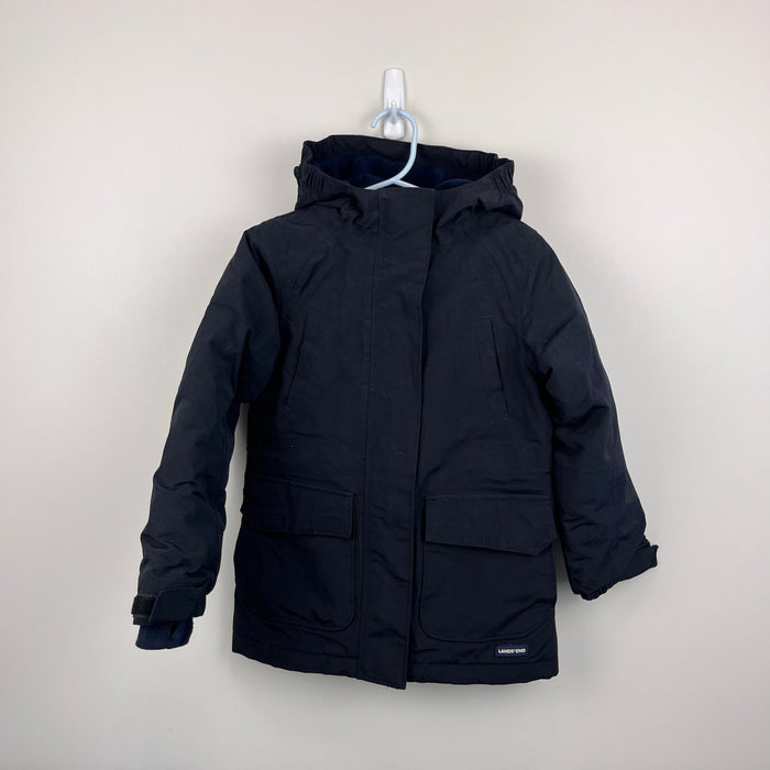 Lands' End Squall Fleece Lined Waterproof Insulated Winter Parka Black S 4T