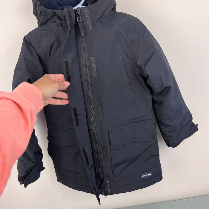 Lands' End Squall Fleece Lined Waterproof Insulated Winter Parka Black S 4T