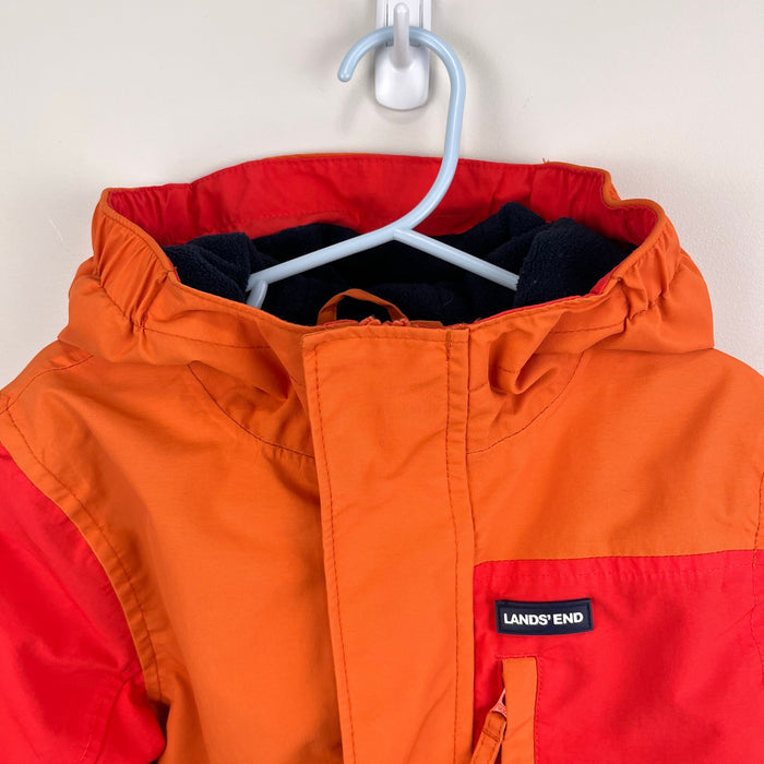 Lands' End Squall Fleece Lined Waterproof Insulated Winter Parka Orange XS 4-5