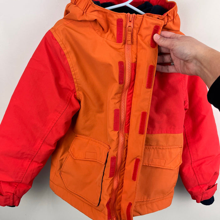 Lands' End Squall Fleece Lined Waterproof Insulated Winter Parka Orange XS 4-5