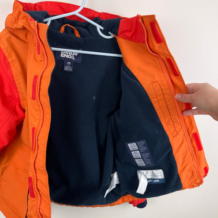 Lands' End Squall Fleece Lined Waterproof Insulated Winter Parka Orange XS 4-5