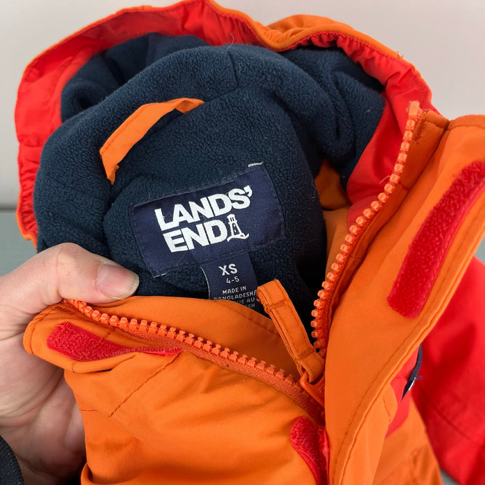 Lands' End Squall Fleece Lined Waterproof Insulated Winter Parka Orange XS 4-5