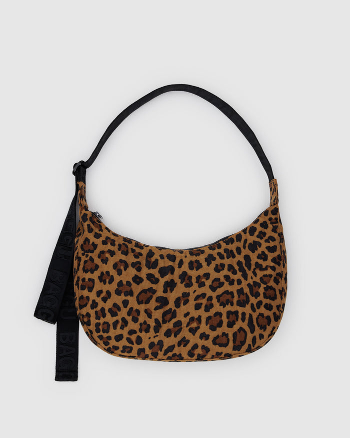 Leopard Medium Nylon Crescent Bag | BAGGU | Medium Nylon Crescent Bag