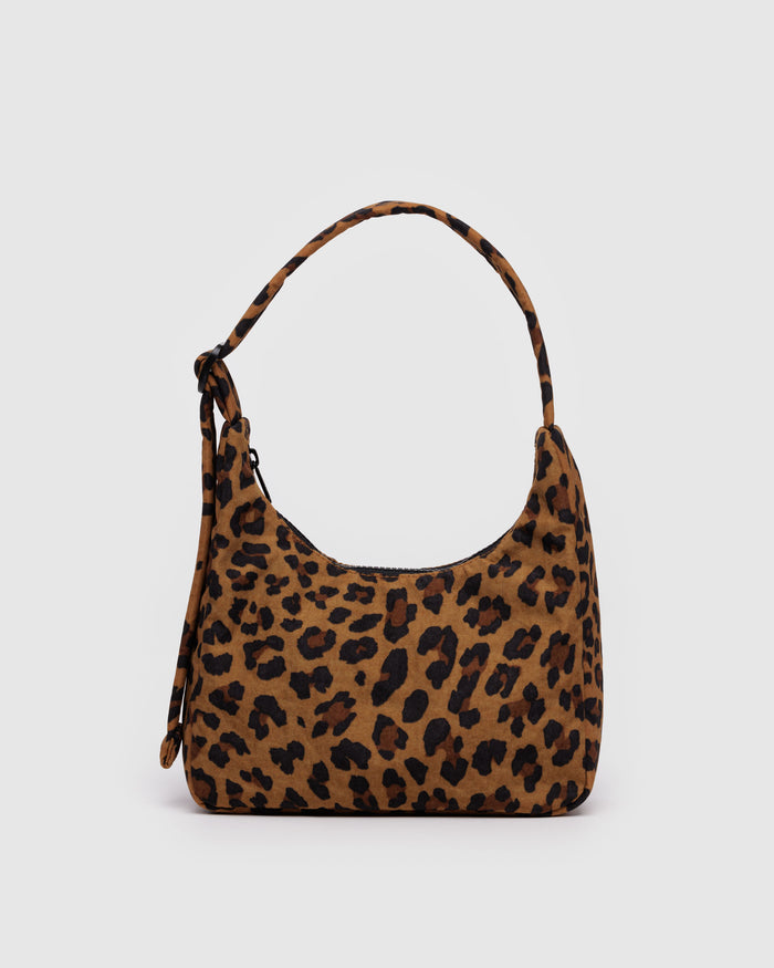 Leopard Mini Nylon Shoulder Bag | BAGGU | Mini Nylon Shoulder Bag