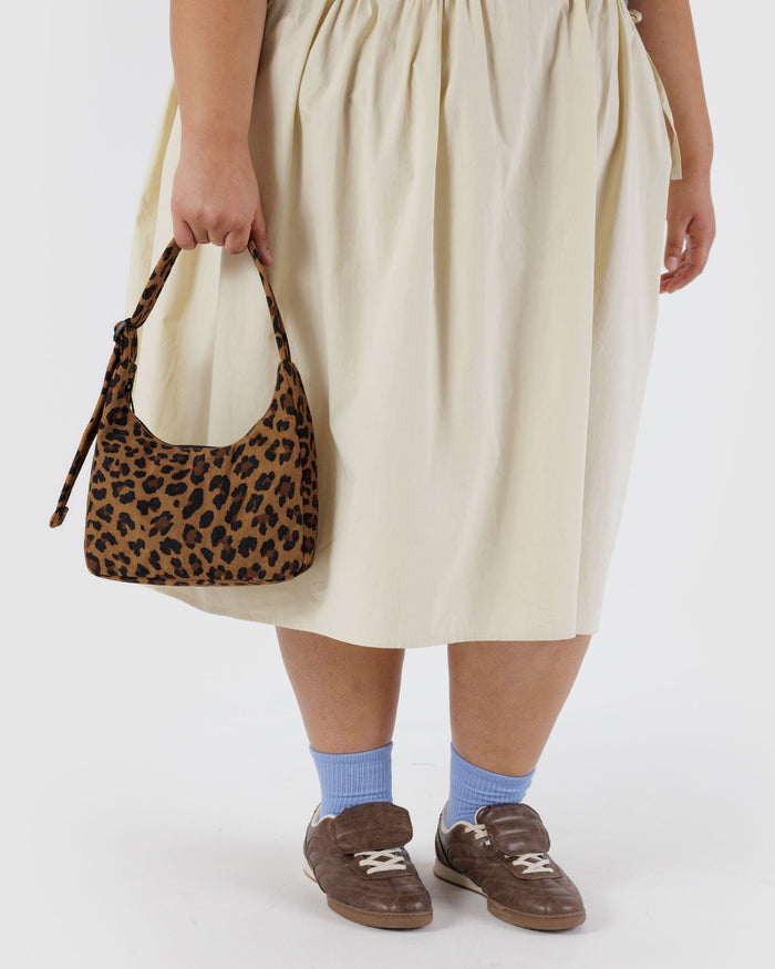 Leopard Mini Nylon Shoulder Bag | BAGGU | Mini Nylon Shoulder Bag
