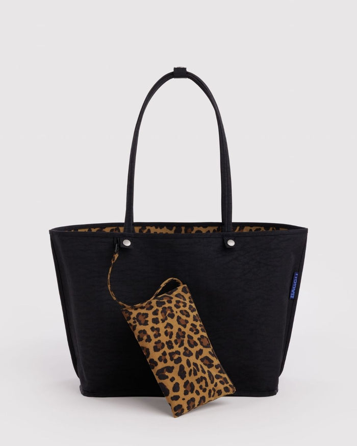 Leopard Mix Large Nylon Reversible Tote | BAGGU | Large Nylon Reversible Tote