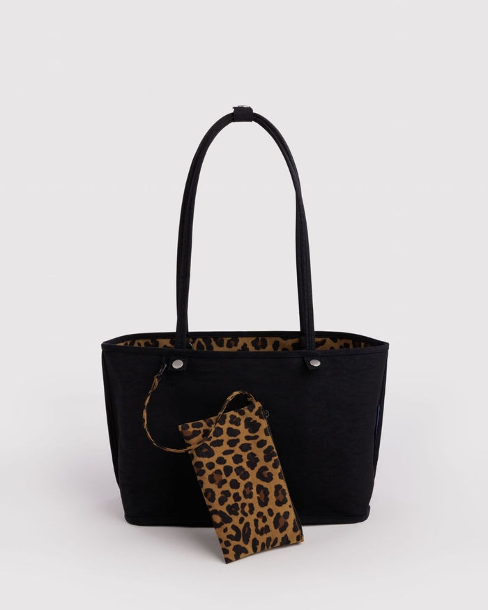 Leopard Mix Medium Nylon Reversible Tote | BAGGU | Medium Nylon Reversible Tote