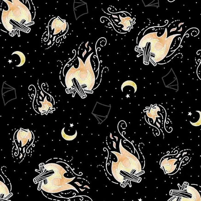 Light Up My World - Glow in The Dark Black - Fire - P&B Textiles - Dg10459-Blac-D