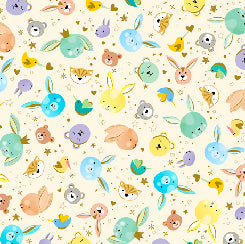 Lil' Buddies - Pink - Animal - Toss - Qt Fabrics - 28636-E - 016542282866