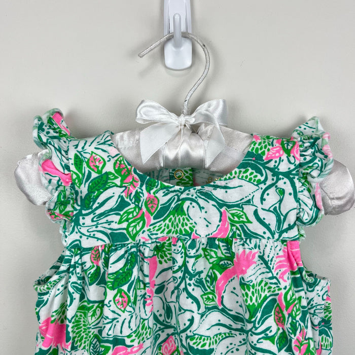 Lilly Pulitzer Girls Cecily Infant Dress Botanical Green Just Wing It 18-24 Months