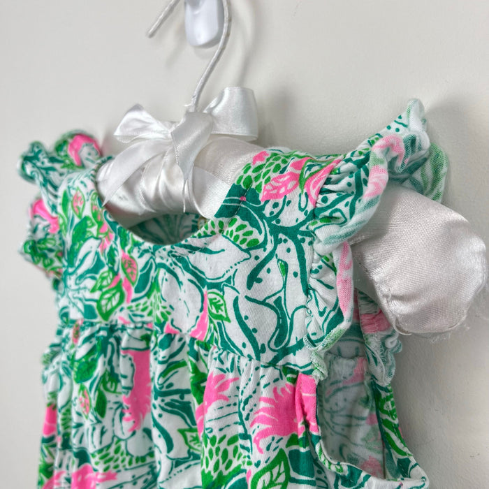 Lilly Pulitzer Girls Cecily Infant Dress Botanical Green Just Wing It 18-24 Months