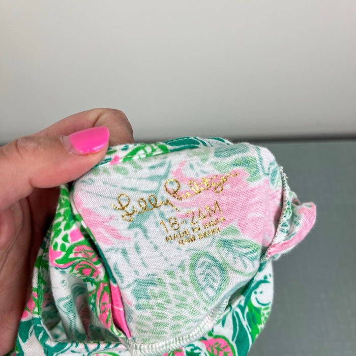 Lilly Pulitzer Girls Cecily Infant Dress Botanical Green Just Wing It 18-24 Months