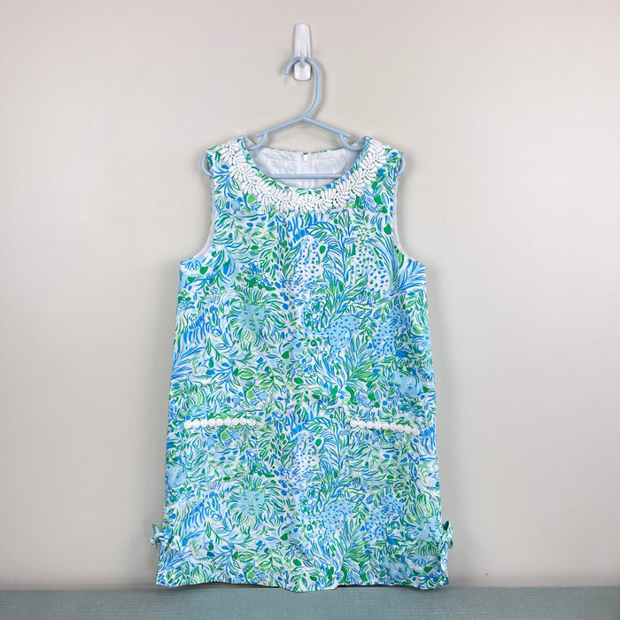 Lilly Pulitzer Girls Little Little Classic Shift Dress Hyda Blue Dandy Lions 10