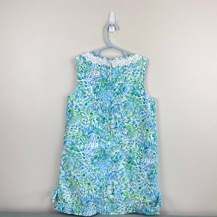 Lilly Pulitzer Girls Little Little Classic Shift Dress Hyda Blue Dandy Lions 10
