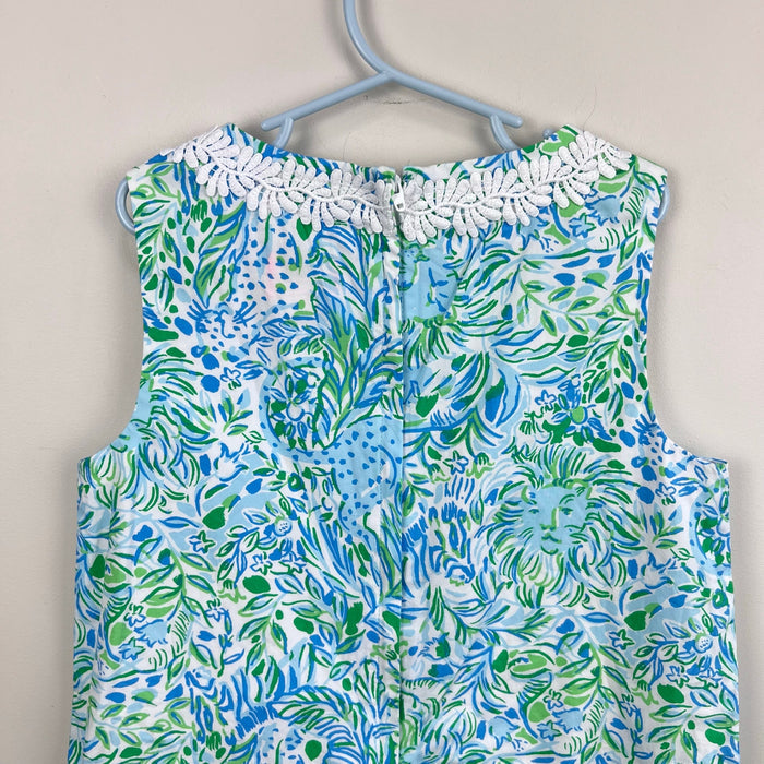 Lilly Pulitzer Girls Little Little Classic Shift Dress Hyda Blue Dandy Lions 10