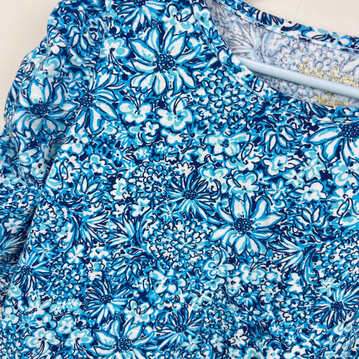 Lilly Pulitzer Girls Mini Belden Dress Cumulus Blue Blooming Together M 6-7