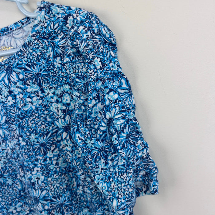 Lilly Pulitzer Girls Mini Belden Dress Cumulus Blue Blooming Together M 6-7