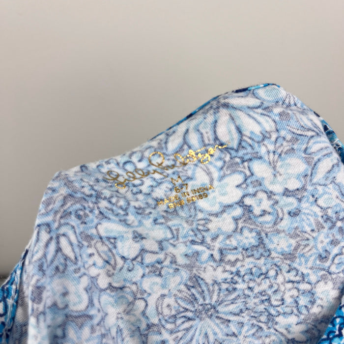 Lilly Pulitzer Girls Mini Belden Dress Cumulus Blue Blooming Together M 6-7