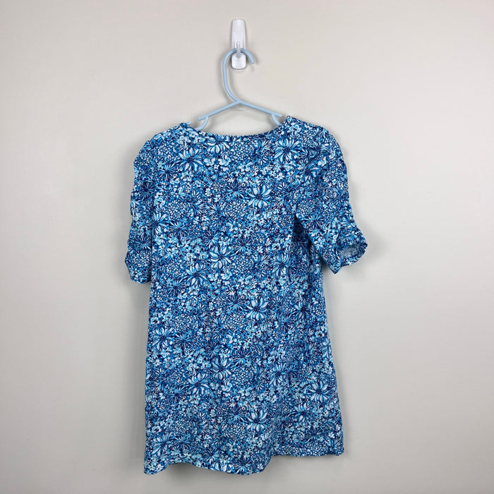 Lilly Pulitzer Girls Mini Belden Dress Cumulus Blue Blooming Together M 6-7