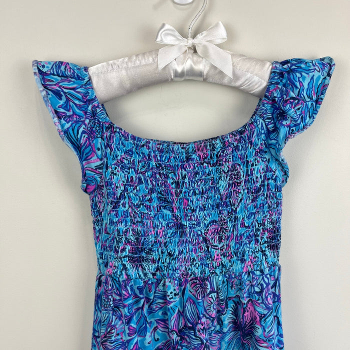 Lilly Pulitzer Girls Mini Jilly Midi Dress Breakwater Blue Shells N Bells XS 2-3