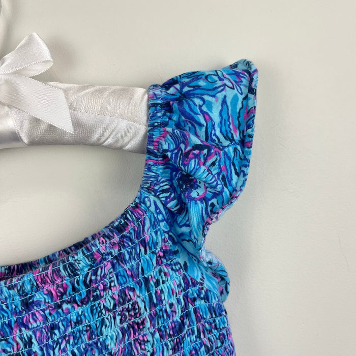 Lilly Pulitzer Girls Mini Jilly Midi Dress Breakwater Blue Shells N Bells XS 2-3