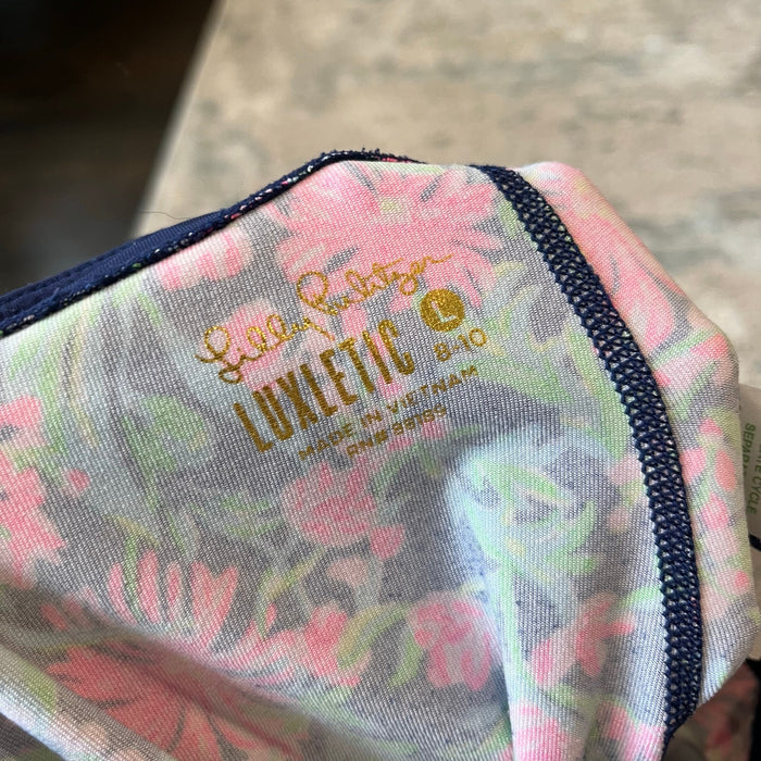 Lilly Pulitzer Girls Mini Weekender Luxletic Legging Low Tide Navy Garden Variety L 8-10