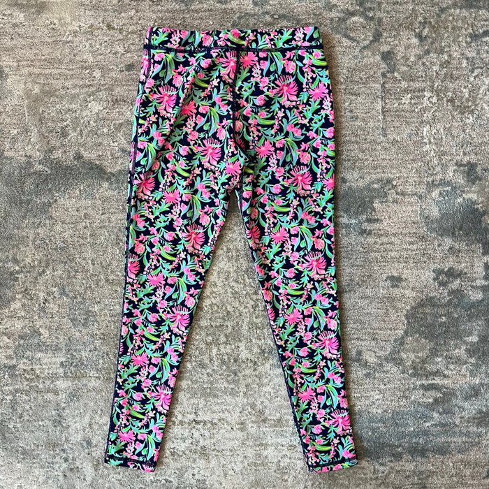Lilly Pulitzer Girls Mini Weekender Luxletic Legging Low Tide Navy Garden Variety L 8-10