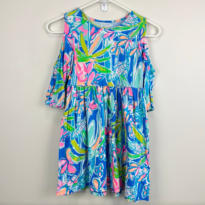 Lilly Pulitzer Girls Pop Up Jungle Hoppin Linn Cold Shoulder Dress Large 8-10