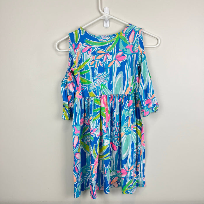 Lilly Pulitzer Girls Pop Up Jungle Hoppin Linn Cold Shoulder Dress Large 8-10