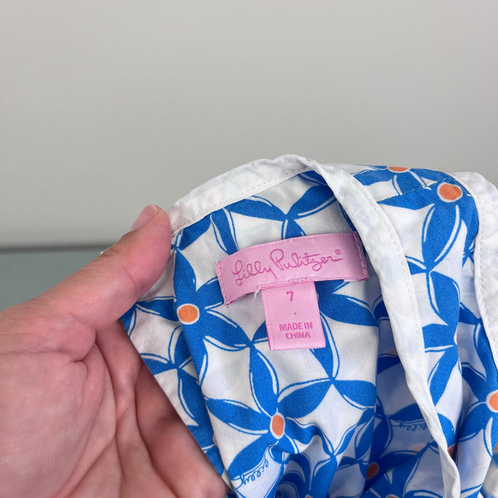 Lilly Pulitzer Girls Sun Dress Coastal Blue Starfruit 7