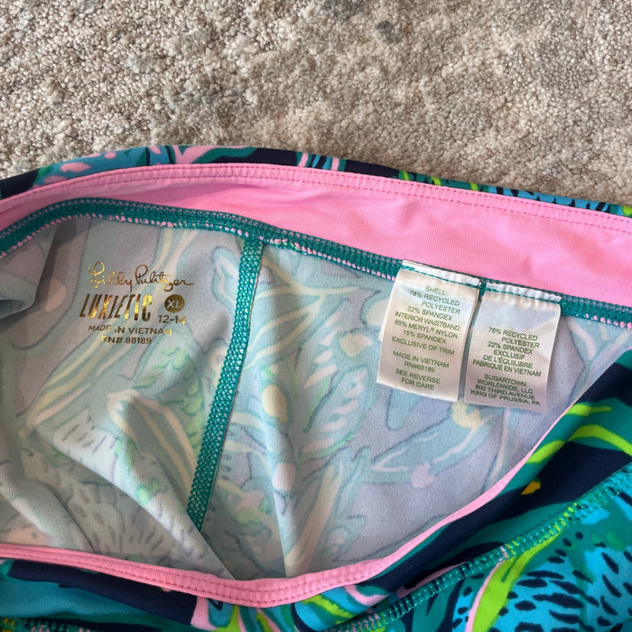 Lilly Pulitzer Luxletic Girls Mini Weekender Legging Low Tide Navy Catty Purrsonality XL